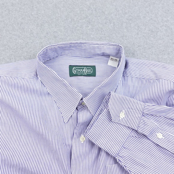 Vintage Gitman Bros‎ Usa Mens 16½-35 Blue Striped Long Sleeve Button Down Shirt - Picture 1 of 5